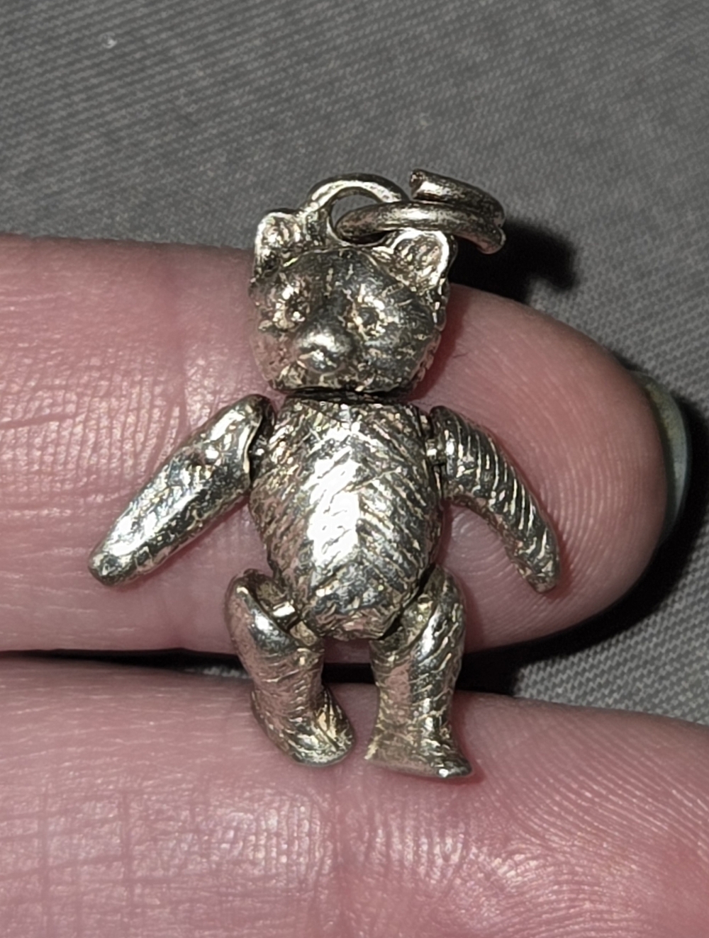 VTG Articulated Moving Teddy Bear Charm Necklace Pendant 925 Sterling Silver